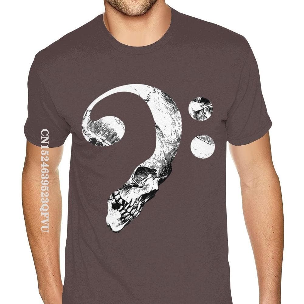 Bass Clef Skull Music Notes Cotton Plus Size For Men Corlorful Custom Oversized Anime Tshirt Men Tees England Style M coffee