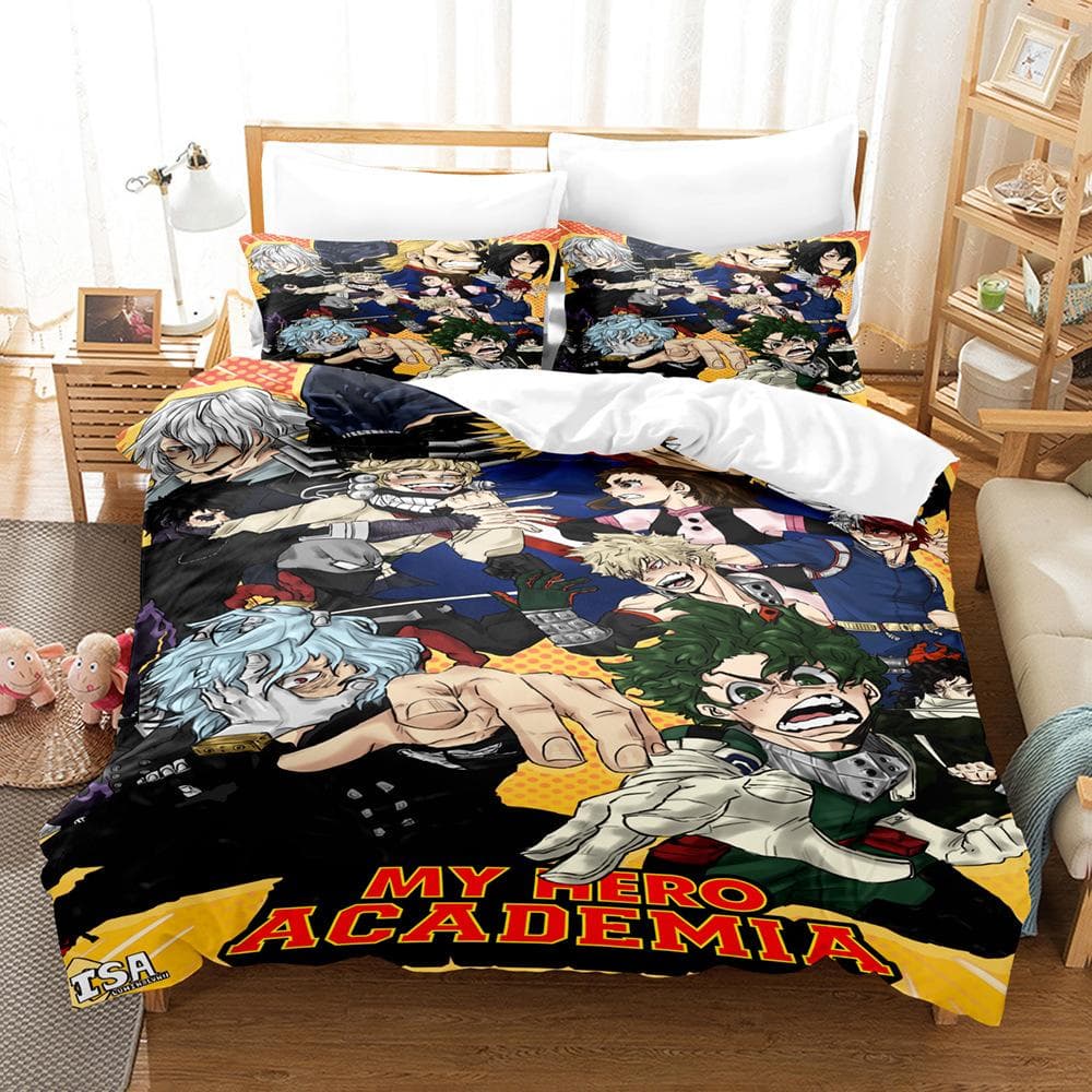 New My Hero Academia Bedding Set Japan Anime Soft Bedclothes Single Double Queen Twin Full Size Duvet Cover Teens Boys Bed Linen AU Double 180x210cm