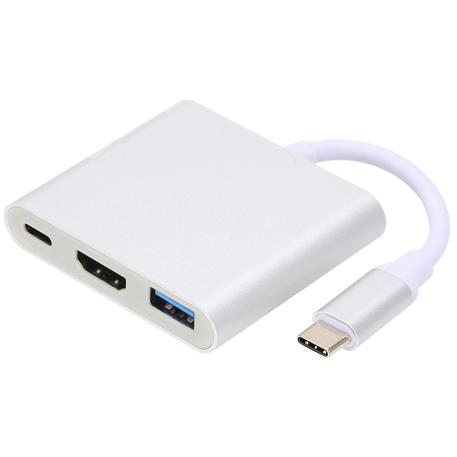 4K 3 in 1 TypeC Docking Station TypeC to HDMI Compatible USB PD MultiPort Adapter(Silver ) silver