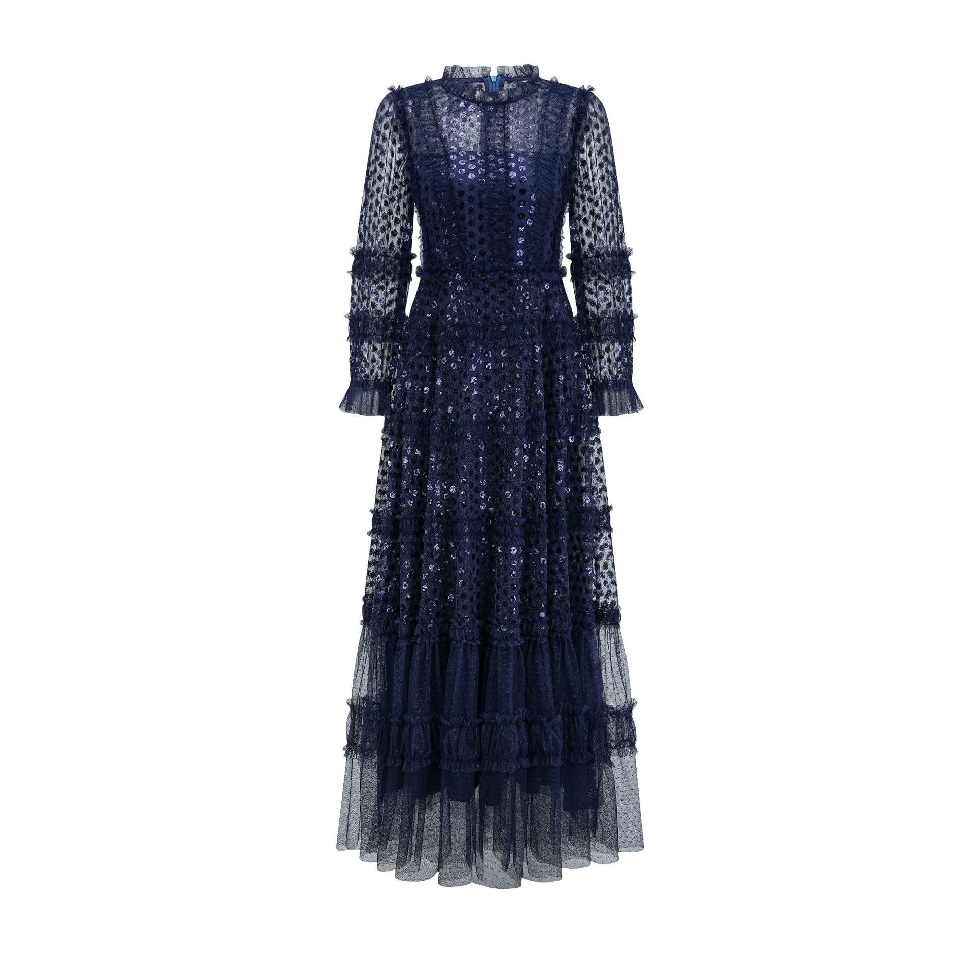 Long Sleeve Dress Solid Color Simple Atmospheric Dress Daily Dress Birthday Party Dress XL dark blue