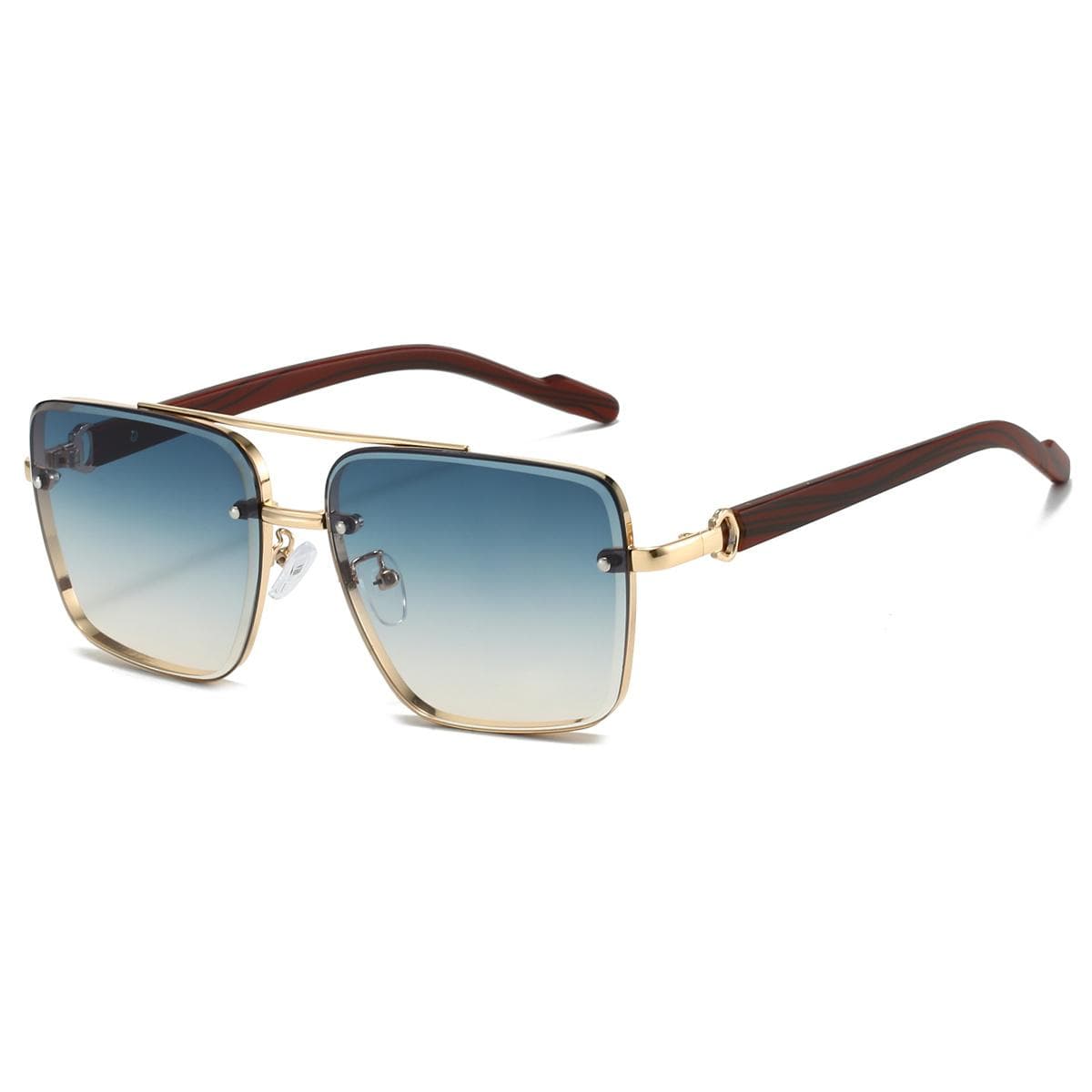 KAMMPT Retro Square Metal Shades Women's Fashion Original Brand Design Driving Sunglasses Double Bridge Pilot golden frame