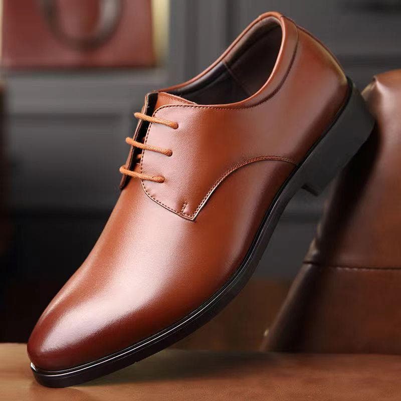 Youth British Casual Business Dress Shoes Men's Shoes Wedding Shoes Inner Heightened Soft Sole Single Shoes Soft Surface Work Shoes 39