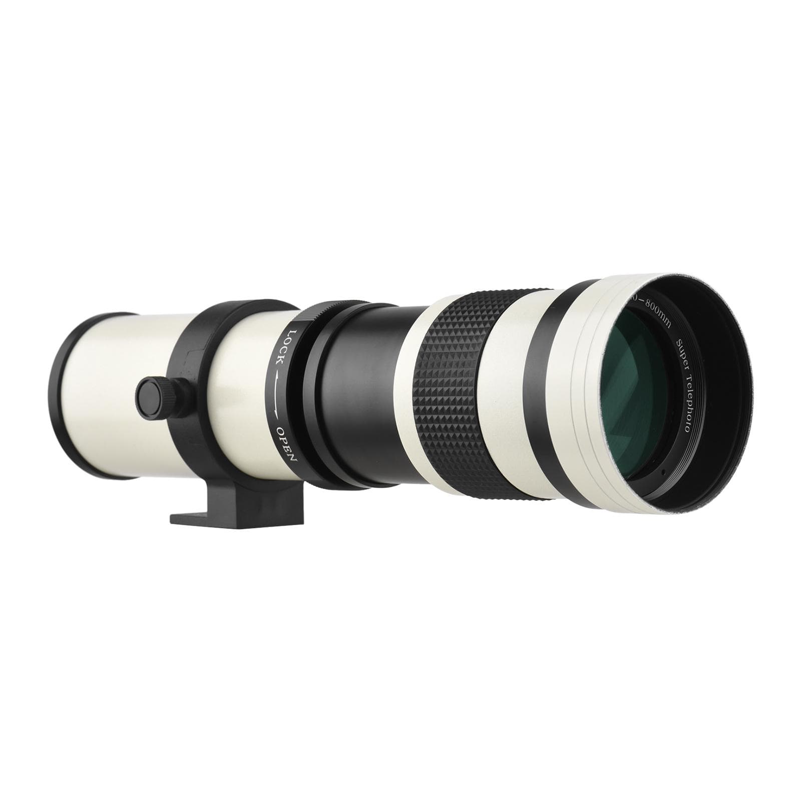 Camera MF Super Telephoto Zoom Lens F/8.3-16 420-800mm T Mount with Universal 1/4 Thread Replacement white