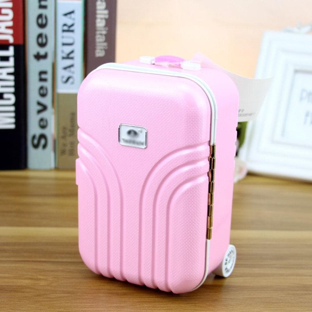 Suitcase Piggy Bank Cute Mini Trolley Luggage Money Box Desktop Decoration pink