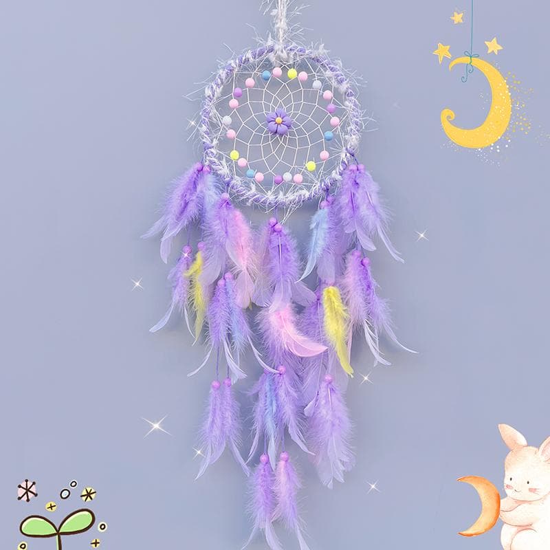 Dream Catcher Handmade Wind Chimes Bedroom Curtain Car Hanging Ornaments Wall Pendant Birthday Festival Gifts Home Decor Crafts purple