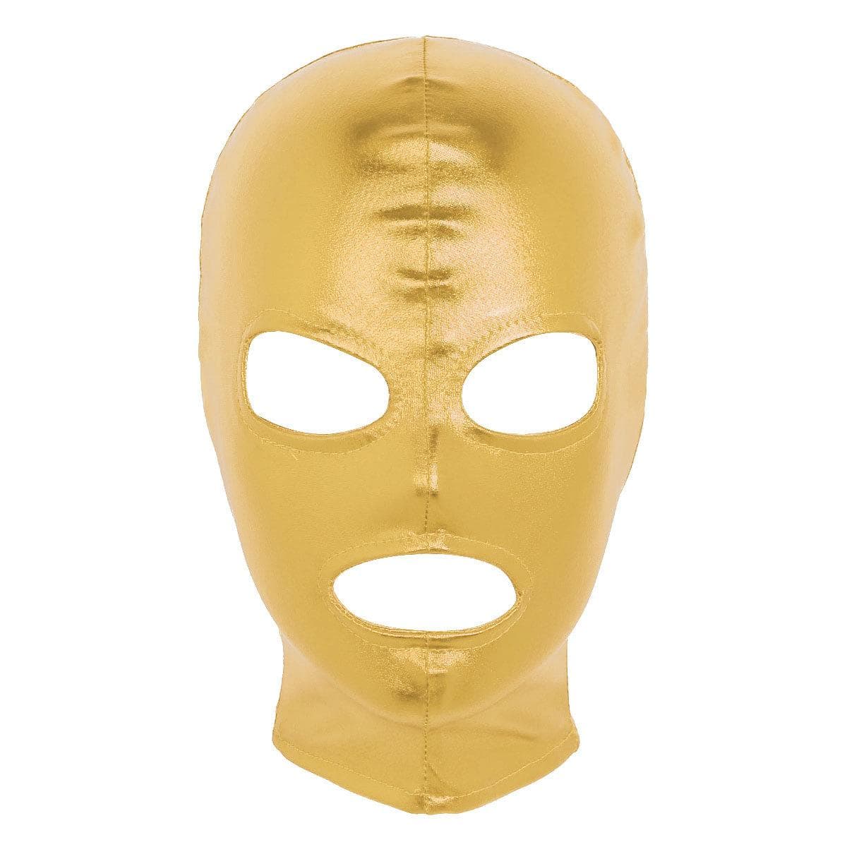 Unisex Latex Full Cover Zentai Hood Mask Open Eye Mouth Face Cover Costume gold