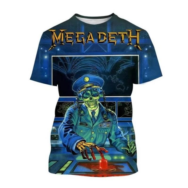 Megadeth 3D Printed T-Shirts Fashion Rock Band Men's Casual T-shirt Summer Men Punk Funny Hip Pop Short Sleeve Men's 5XL