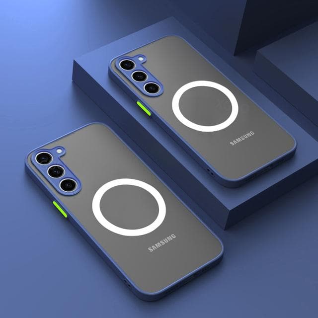 Matte Magnetic Case For Samsung Galaxy S23 S24 S22 S21 S20 S25 Ultra Plus FE A14 A24 A54 A53 A35 A34 A15 A25 A55 A16 A56 Frosted Wireless Charge Cover Samsung Galaxy A34 5G blue