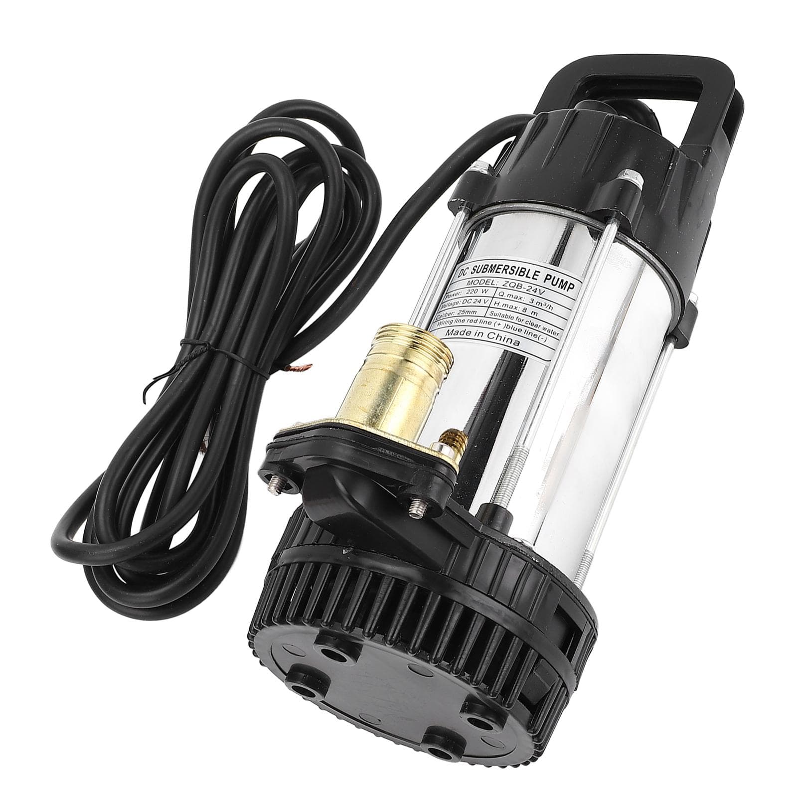 DC Submersible Pump 24V 220W 3meter3h 8m Lift Brushless Copper Motor 1in Water Outlet for Ranch