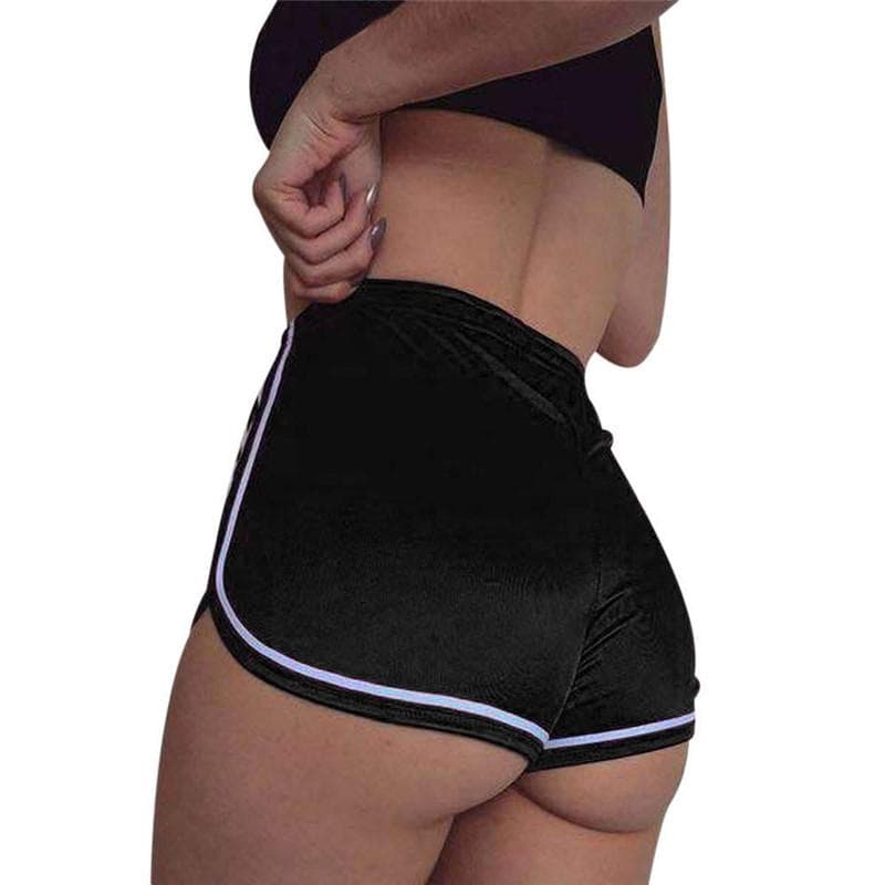 Women's Fashion Flannel Caroset Pleated Elastic High Waist Sexy Shorts S black