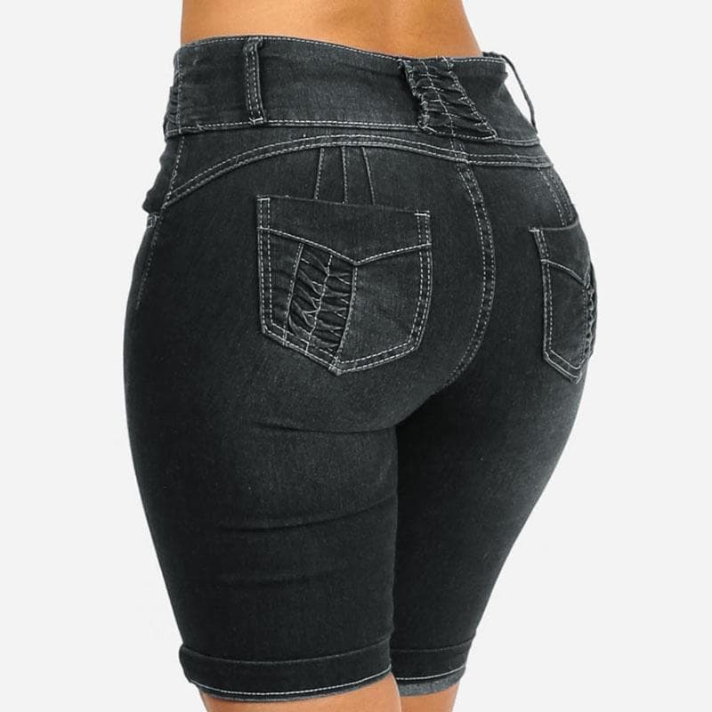 3 Colors Ladies Summer Fashion High Waist Short Jeans Skinny Denim Tights Beach Wear Solid Color Denim Shorts Slim Shorts 5XL S