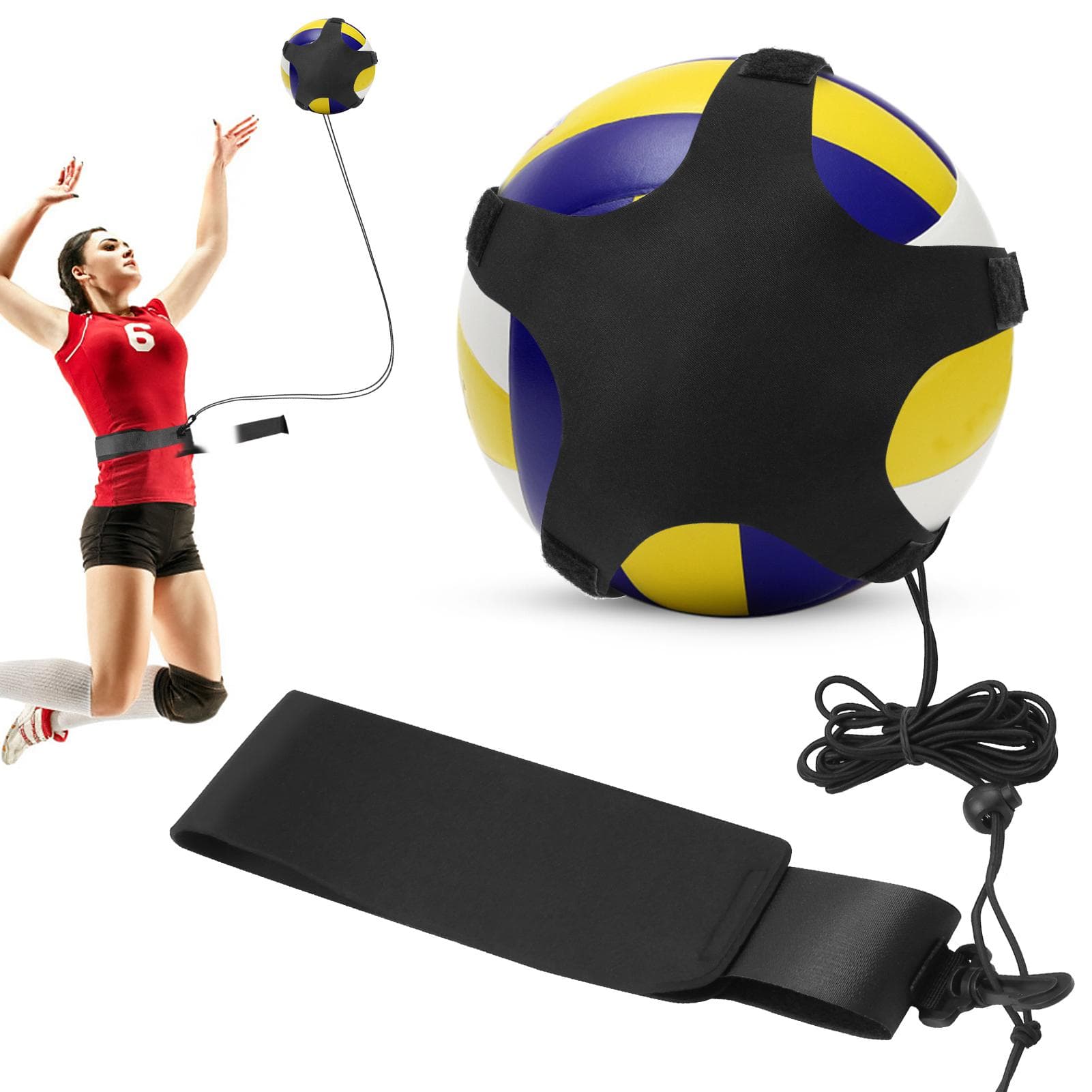 Volleyball Training Equipment Aid Training Belt Solo Practice Trainer for Serving and Arm Swing black