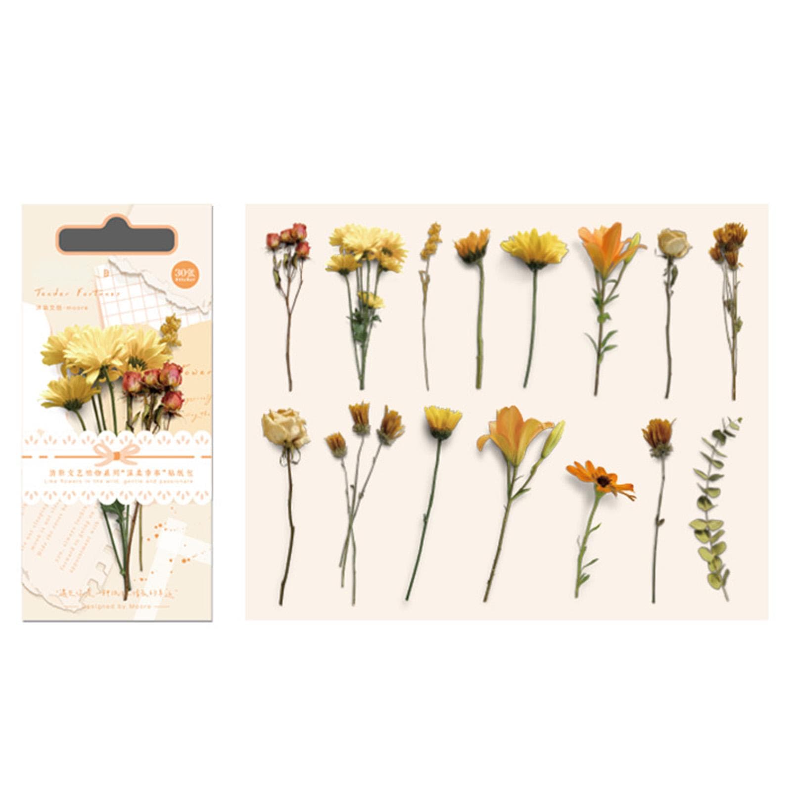 30Pcs Vintage Plants Flowers Leaves Stickers Vintage Retro Flower Plant Stickers Decals for Laptop