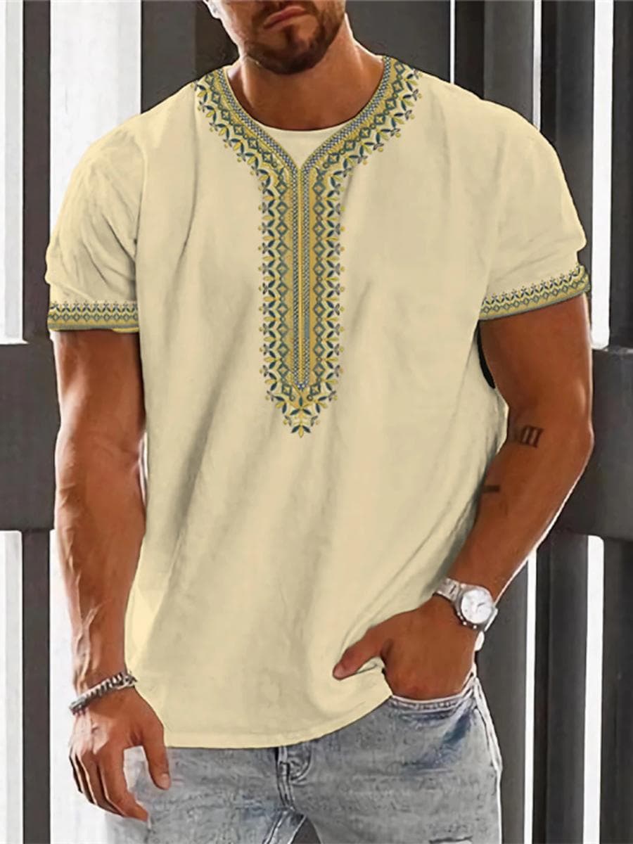 Vintage Ethnic T-shirt 3D Print Clothing O-neck Men Tops Oversized Short Sleeve Tee Summer Loose Male Streetwear Mens Clothes 4XL