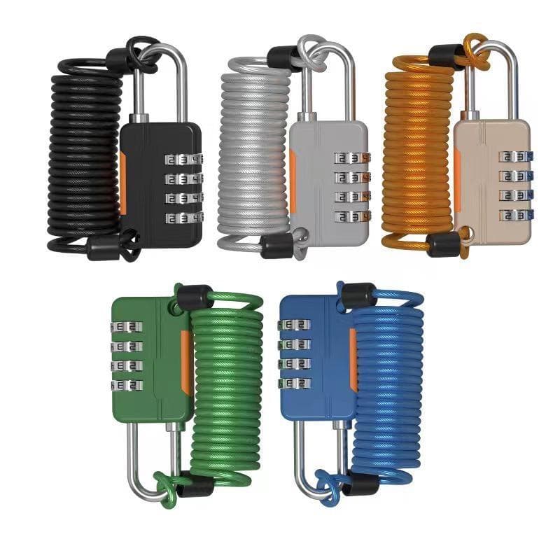 1Pc Mini Combination Padlock With Cable 4-Digit Password Lock With Scalable Steel Wire For Cabinet Suitcase Anti-theft Rope Lock yellow