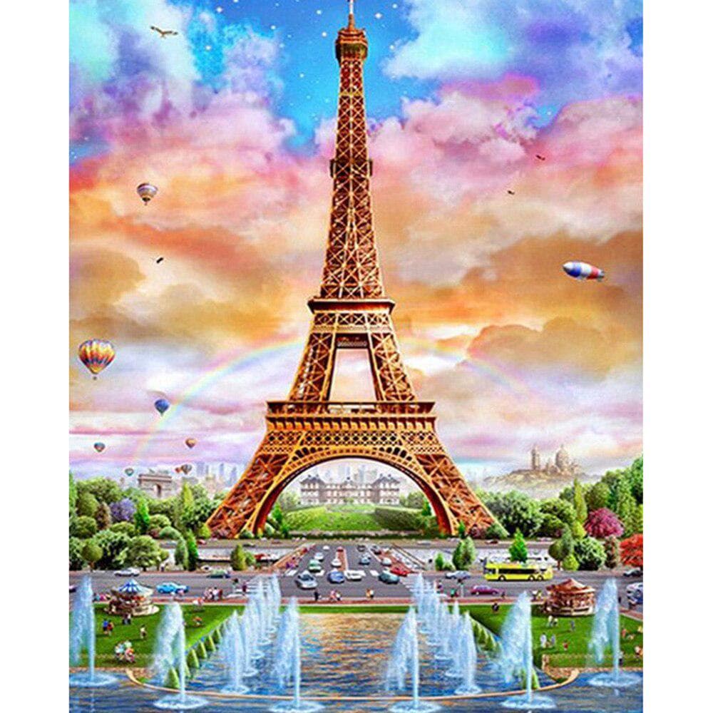 Diamond Painting Beautiful Scenery of Iron Tower Rhinestone Cross Stitch Diamond Embroidery Home Decor 20X30CM