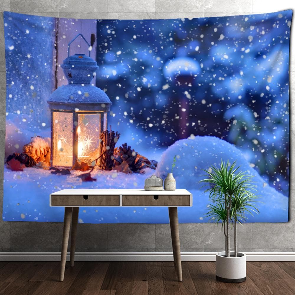 Christmas Snowy Night Series Tapestry Wall Mount Bohemian Witchcraft Dormitory Living Room Home Decor 95x70cm