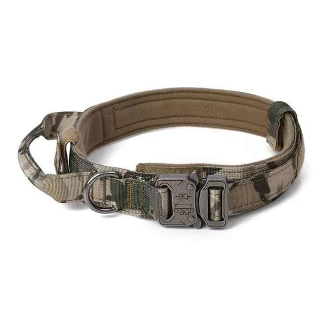 Tactical Dog Collars Outdoor Traction Military Pet Collar Durable 1050D Nylon Fabric Medium and Large Dog Training With Handle XL camouflage