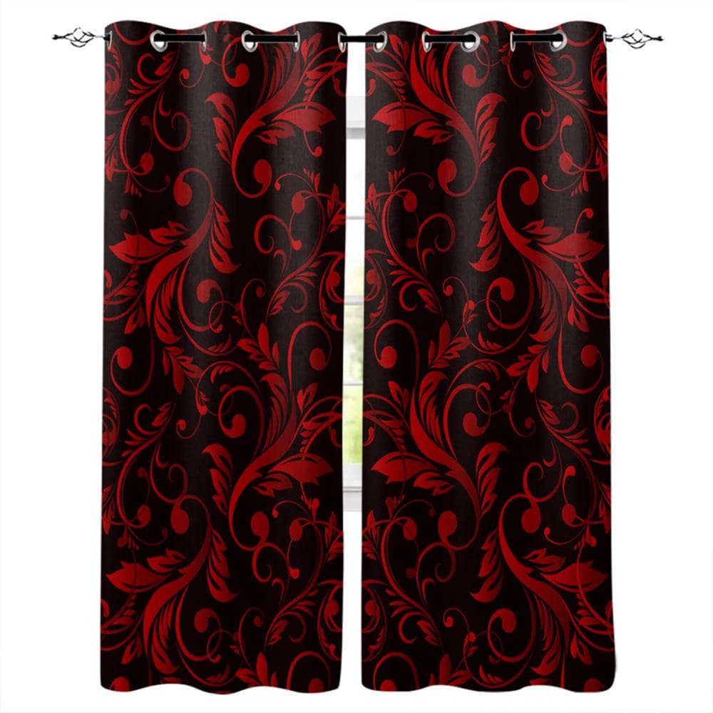 Baroque Golden Flower Leaves Gorgeous Window Curtains Scenic Curtains for Living Room Decorative Items Living Room 135W x 115H(cm)
