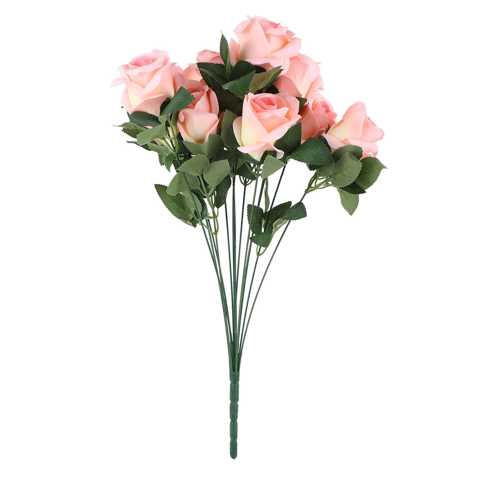 Artificial Roses with Long Stem Simulated Silk Flowers Real Looking Fake Roses Bouquet for pink