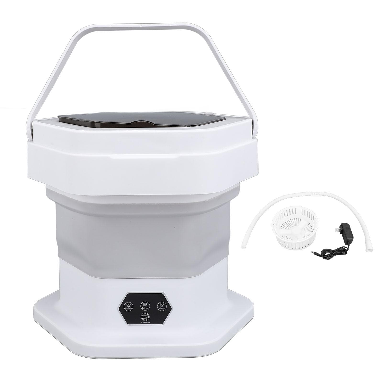 Folding Washing Machine with Drain Basket 8L Capacity Portable Mini Washer for Underwear Sock Baby gray