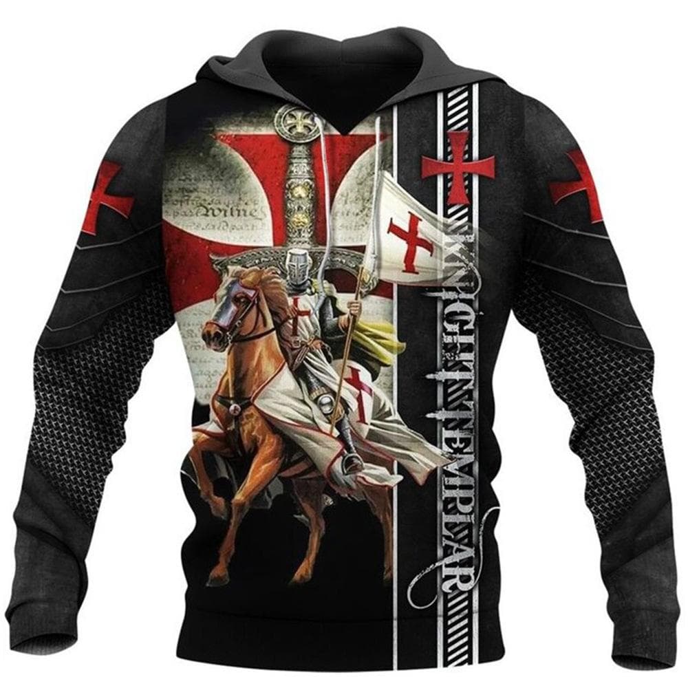 Knights Templar Men's Hoodie 3D Print Oversized Sweatshirt Fashion Loose Jacket Pullover Casual Hooded Streetwear Tops 3XL