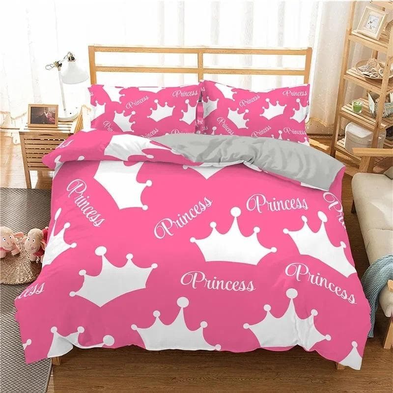 3D Printed Couple Bedding Set I Love You Crown Duvet Cover Double Twin Full Queen King Adult Kids Bedclothes Quilt Cover 2/3pcs 240x220cm