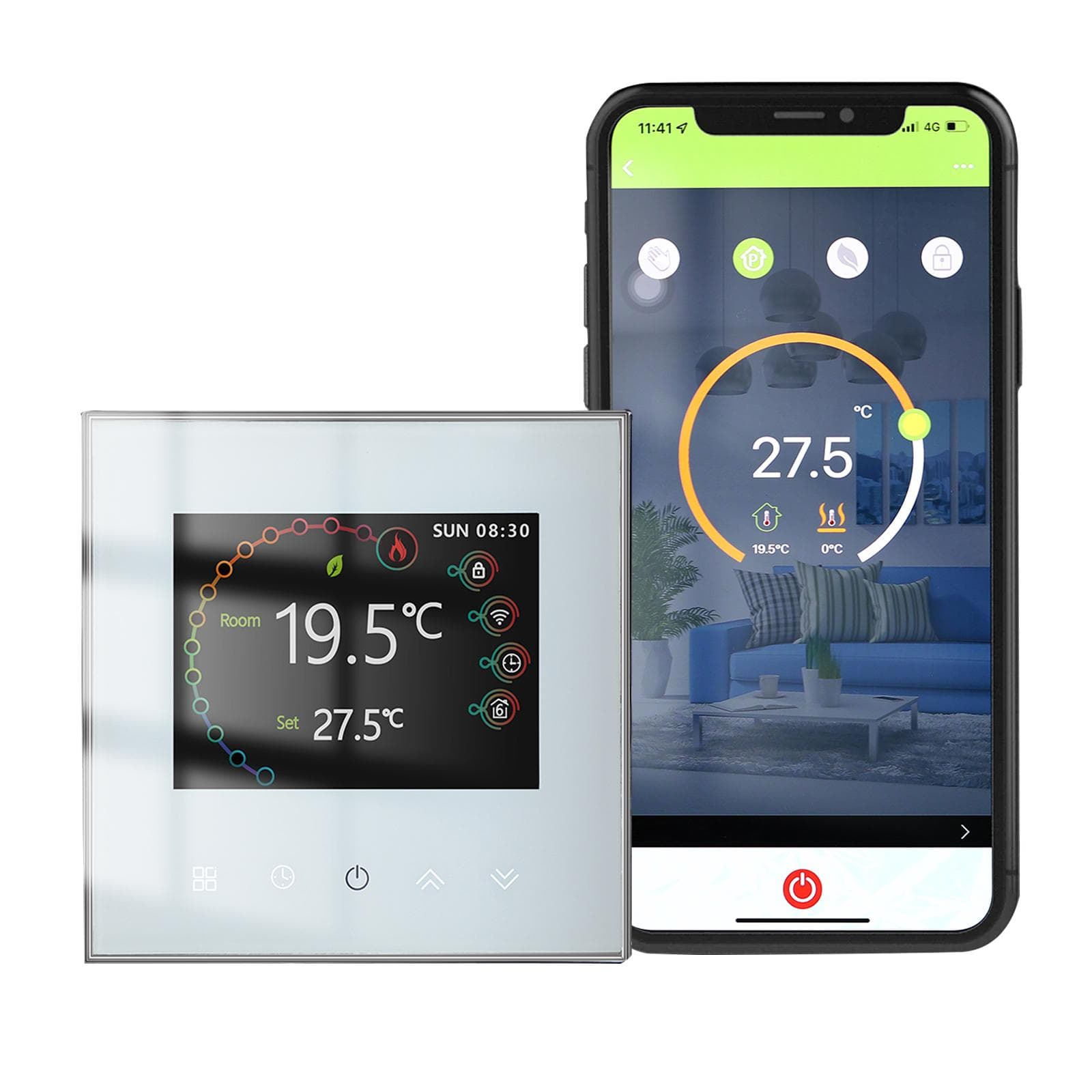 WiFi Smart Thermostat Temperature Controller Weekly Programmable Touch Control/ Mobile APP/ Voice Electric Floor Heating