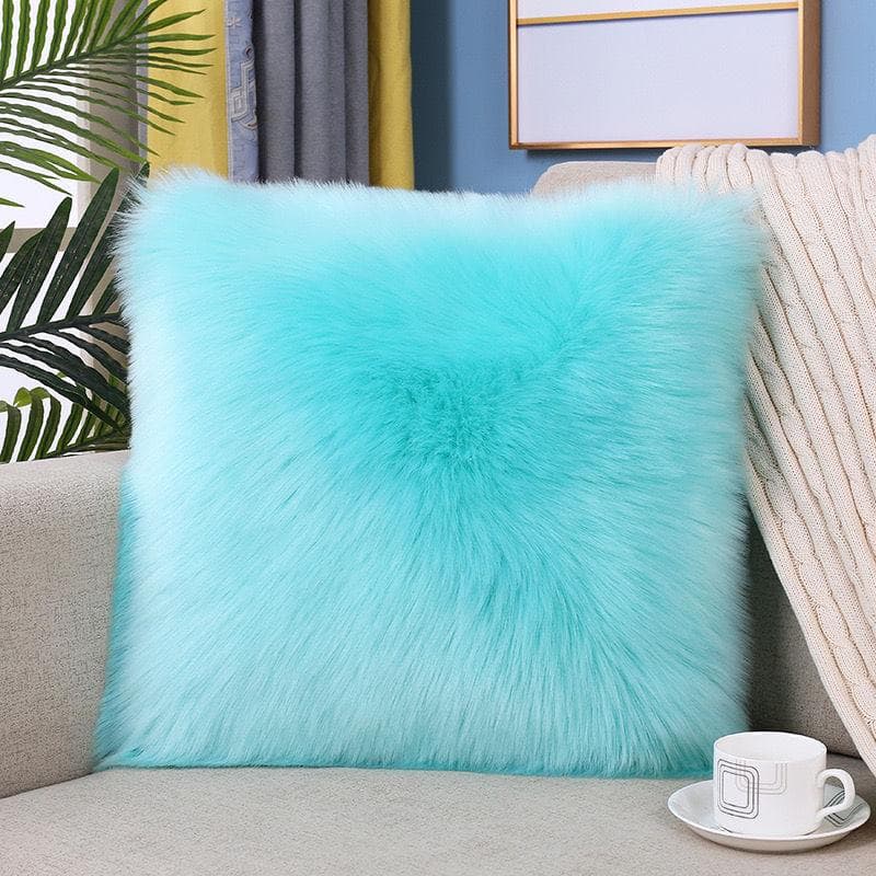 Fluffy Pillow Long Plush Pillowcase Wool Cushions Fur Cushion Cover Ins Sofa Bed Pillows Christmas Decorations Room Throw Pillow 45*45cm