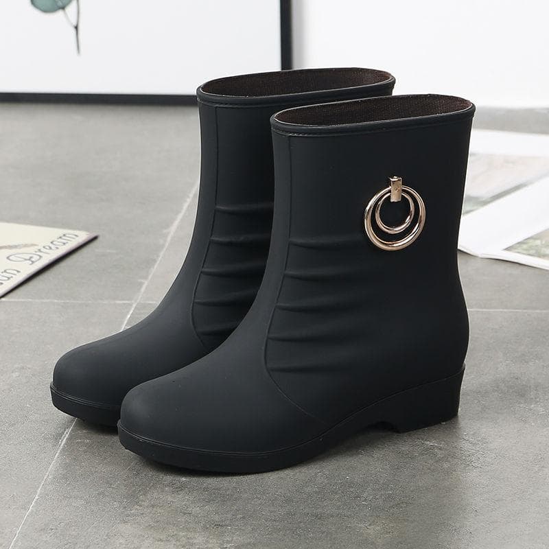 Rain Shoes for Women, Adult, Mid Tube, Fashionable with Fleece, Warm and Anti Slip, Women's Water Shoes, Rain Boots, Water Gel Shoes 41