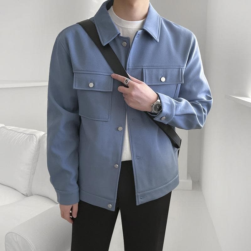Men's Jackets, Spring and Autumn Loose and Versatile Tops, Korean Style Trendy Casual, Slim and Mature Style Men's Clothing 2XL blue