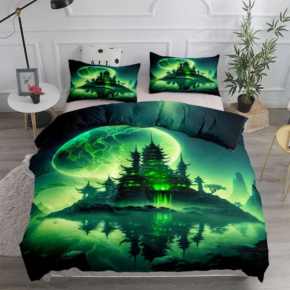 Moon Castle Boys Duvet Cover Set UK Single Double Queen King US Twin Full King Size Bed Linen Set EU single(135x200cm)