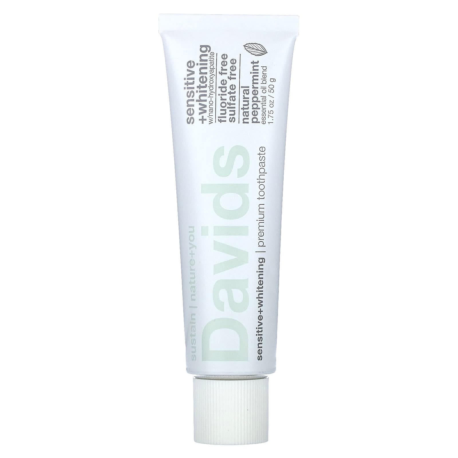 Davids, Premium Toothpaste, Sensitive Whitening, Natural Peppermint, 1.75 oz (50 g)