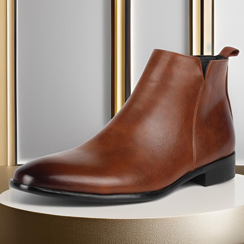 Men's Large Size Chelsea Boots with Side Zipper - Versatile Fashionable European & American Ankle Boots 50 dark brown