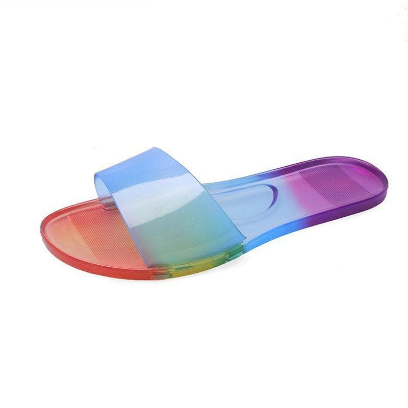 Sandals Women Jelly Shoes Candy Colors Transparent Slides Women Beach Shoes Flat Summer Sandals Outdoor Y2K 40 multicolour