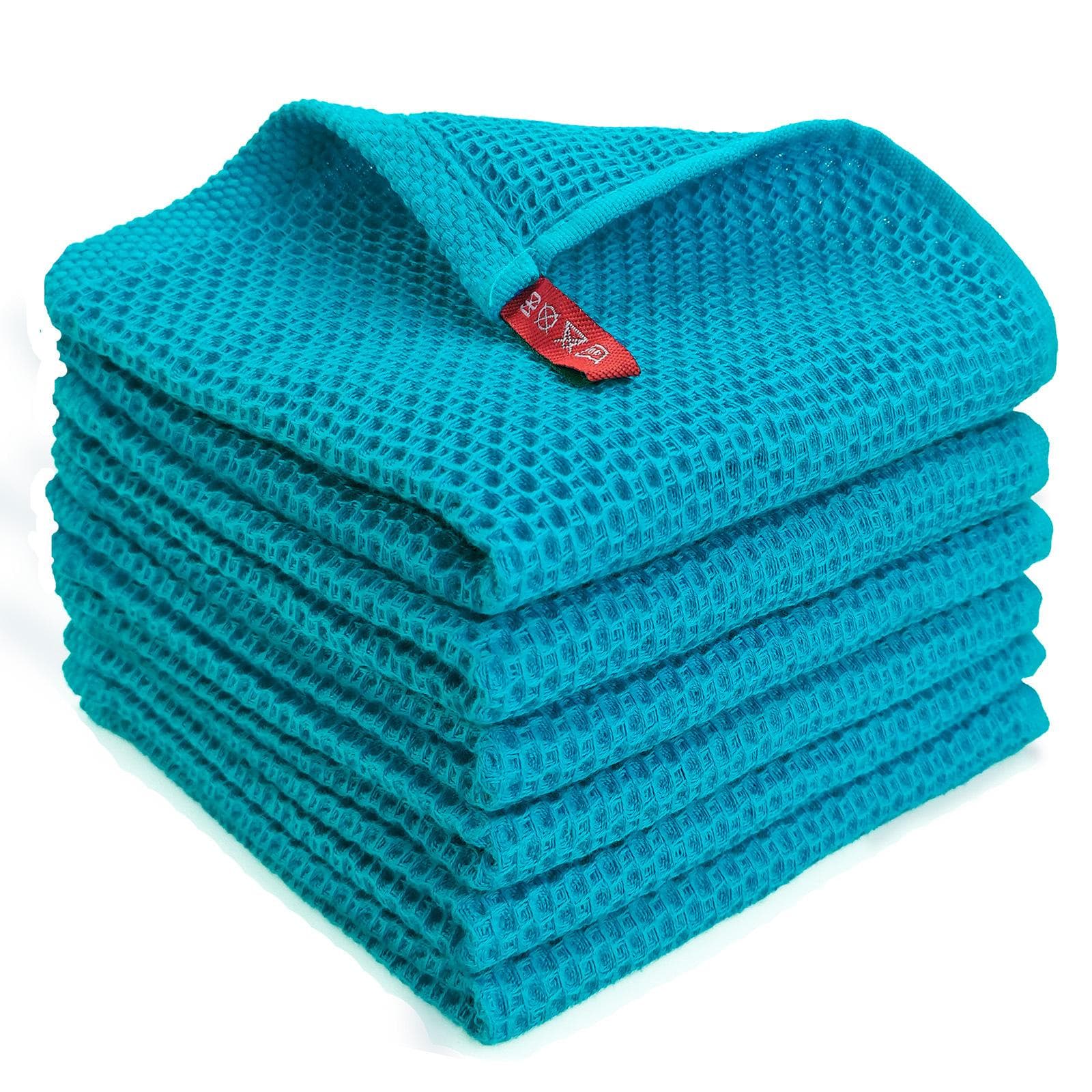Cotton Dish Cloths Quick Drying Kitchen Towels for Washing Dishes Honeycomb Kitchen Dish Rags Super Soft and Absorbent Household Cleaning Cloth 25*25cm sky blue