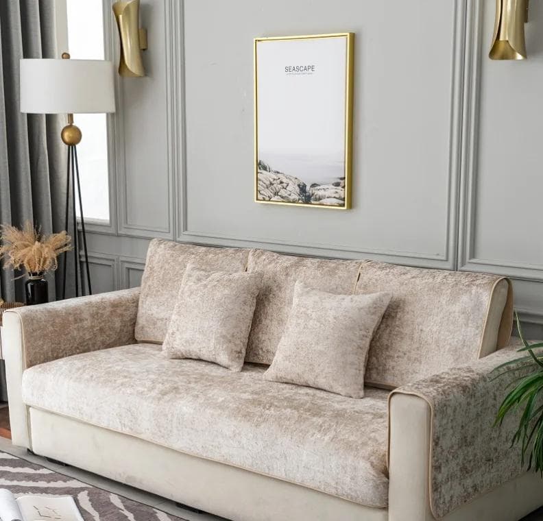 Silky Velvet Leather Sofa Covers warm Towel Couch Cover Full Coverage Universal Winter Plush Non-slip Sofa Cover 90x180cm 1pcs