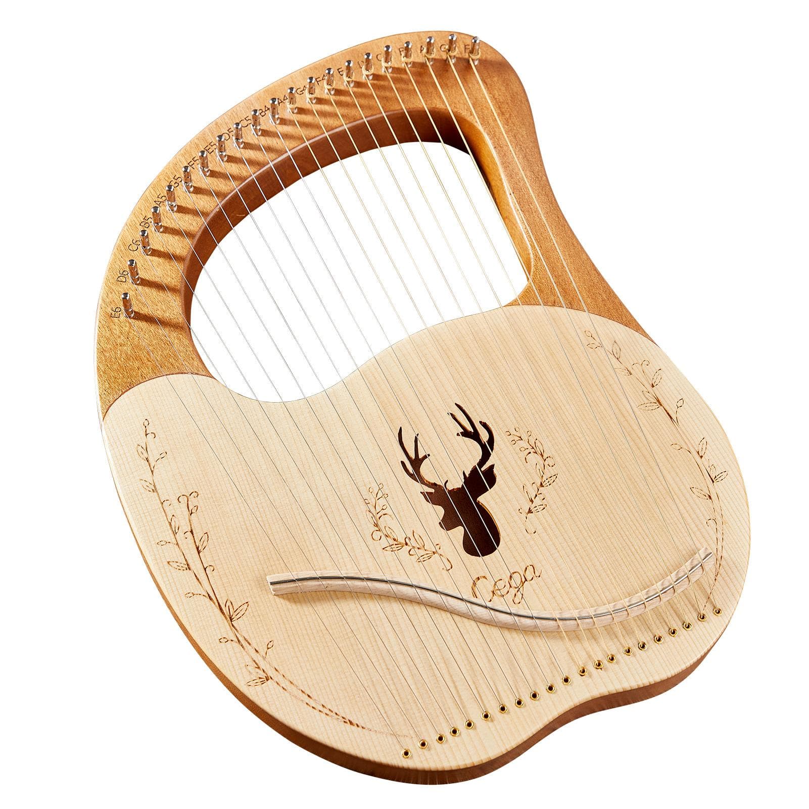 Cega 21 Metal Strings Lyre Harp Box Lyre Harp Spruce Topboard Mahogany Backboard String Instrument brown