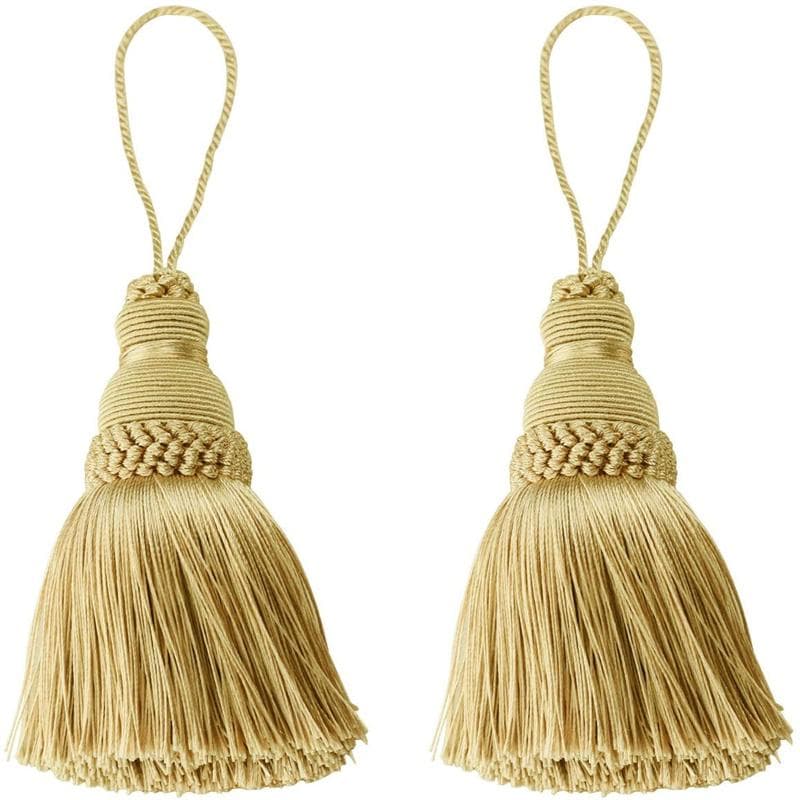 2Pc Home Decor Hanging Rope Silk Tassel Fringe Tassel Trim Garment Decoration Key Tassels for DIY Embellishments Curtain Accessories Gold
