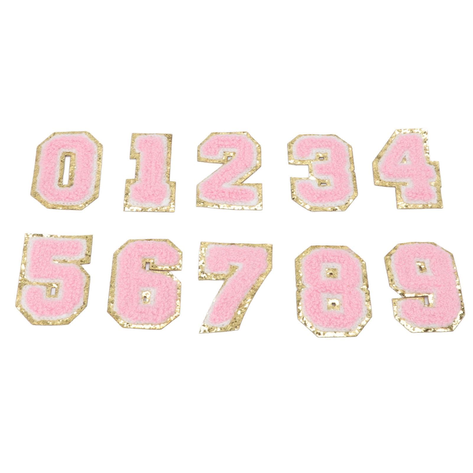 10Pcs Pink Number Patches 0 to 9 Number Exquisite Pink Easy Ironing Widely Used Iron On Patches for
