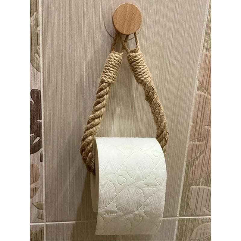 Vintage Rope Towel Holder – Creative Wall Mount Towel Rack For Bathroom & Kitchen, Space-Saving Hanging Organizer With Suction Cup/Screw Fixing 1PC&one-size brown