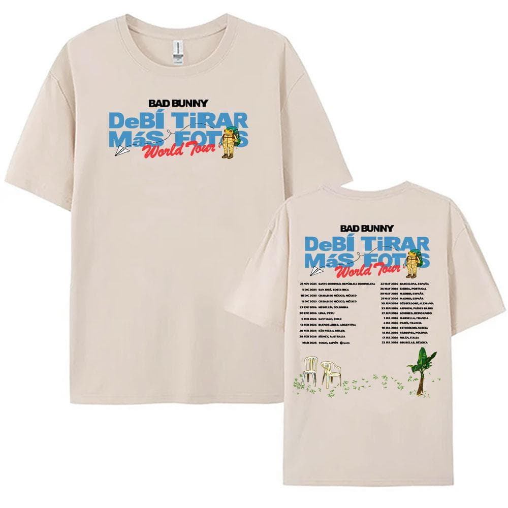 Bad Bunny 2025-2026 World Tour T-shirt Debí Tirar Más Fotos Album NEW Tshirts Short Sleeve Cotton O-neck T Shirt Women Men Clothes XL