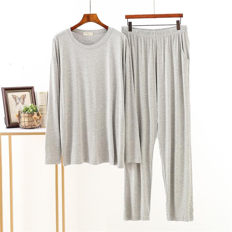 Japanese New Style Modal Spring and Autumn Mens Pajamas Long-sleeved Loose Large Size Home Service Suit Men Pajama Set Sleepwear 2XL