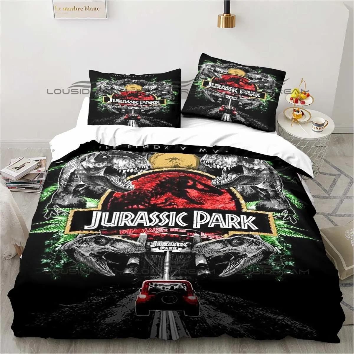 Jurassic Park Bedding Dinasours Twin Bedding Set 3 Piece Comforter Set Bed Duvet Cover Double King Cover Home Textile EU Double 200x200cm