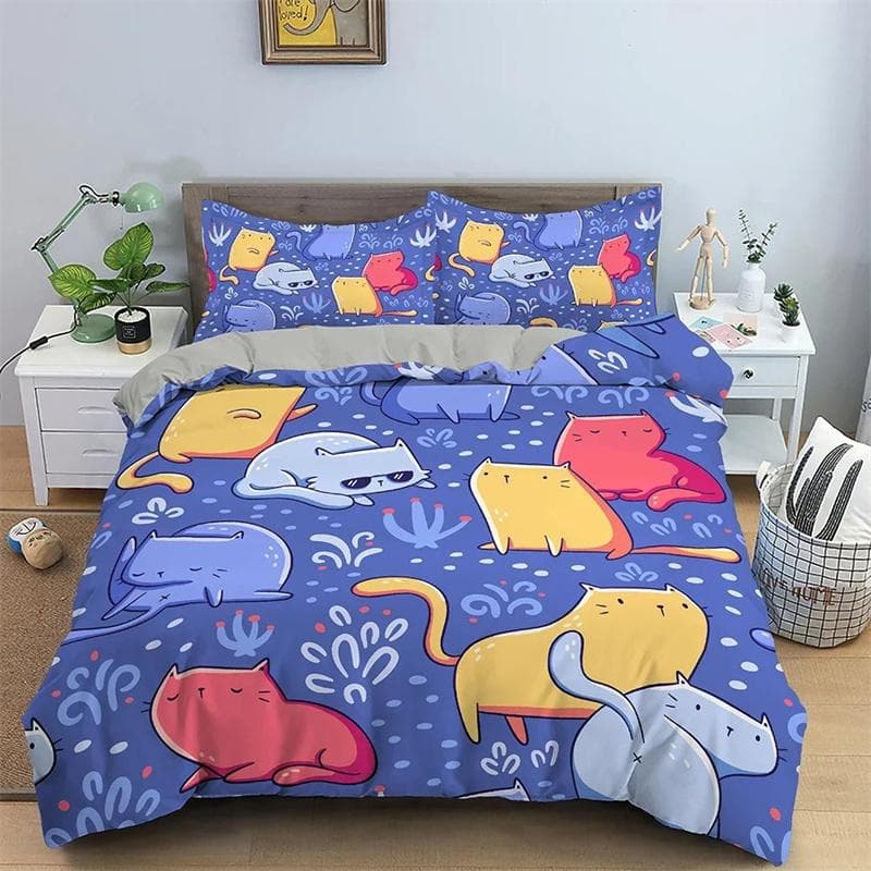 3D Printed Cartoon Bedding Set,Duvet Cover Comforter Bed Set Quilt Cover Pillowcase,King Queen Twin Size Boys Girls Adults 135x200cm 2pcs