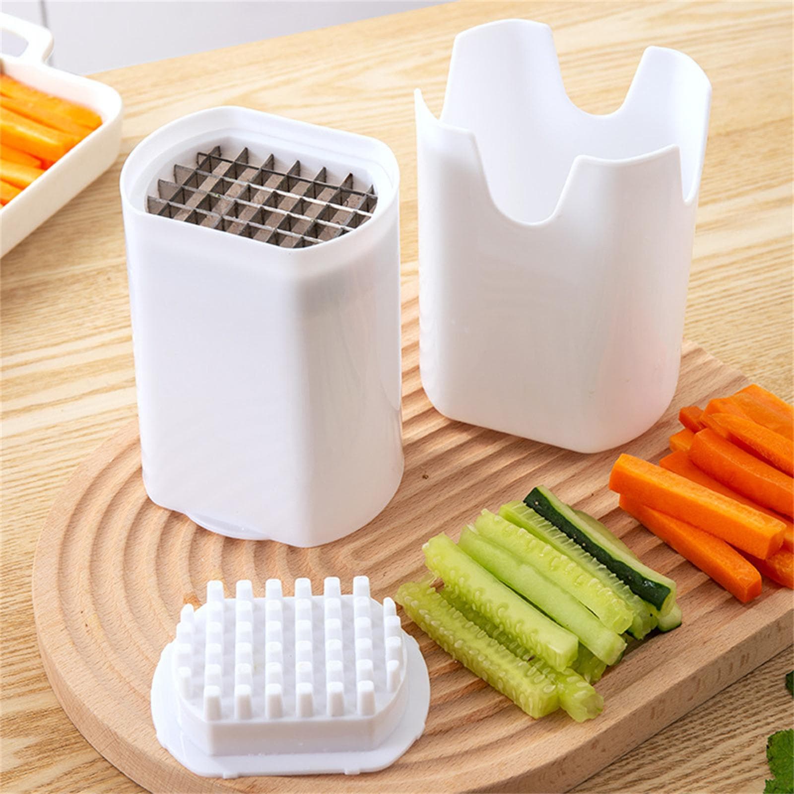 Vegetable Slicers Oniones Chopper Vegetable Diced Chopper Kitchen Potato Cucumber Carrot Nuggets Cutter One Size white