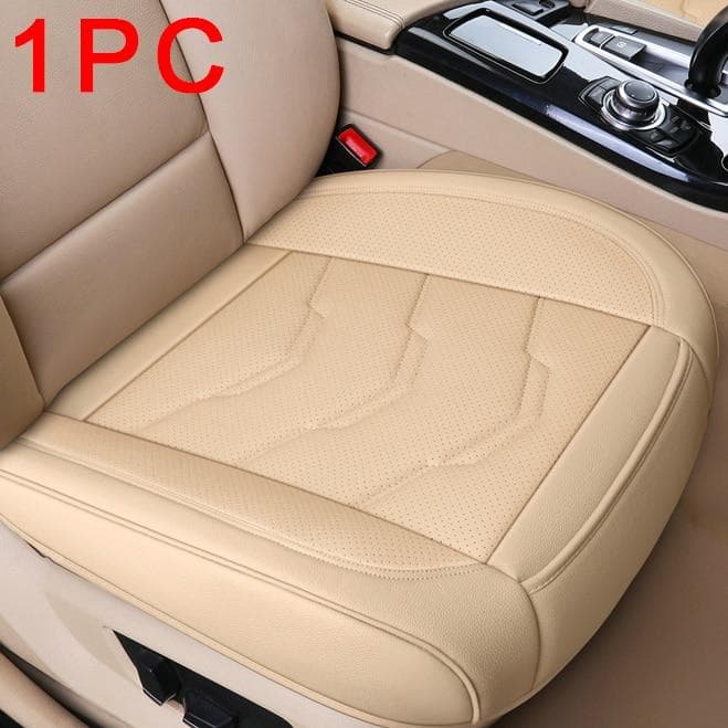 SEAMETAL Ultra Luxury Car Seat Cover Leather Cushion Universal Breathable for Most Suv Car Seat Protection 1pc front cover beige