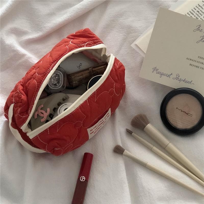 Cute Rabbit Travel Cosmetic Lipstick Purse Storage Bag Kawaii Women Makeup Handbags Organizer Wallet Pouch Pencil Case Bags red