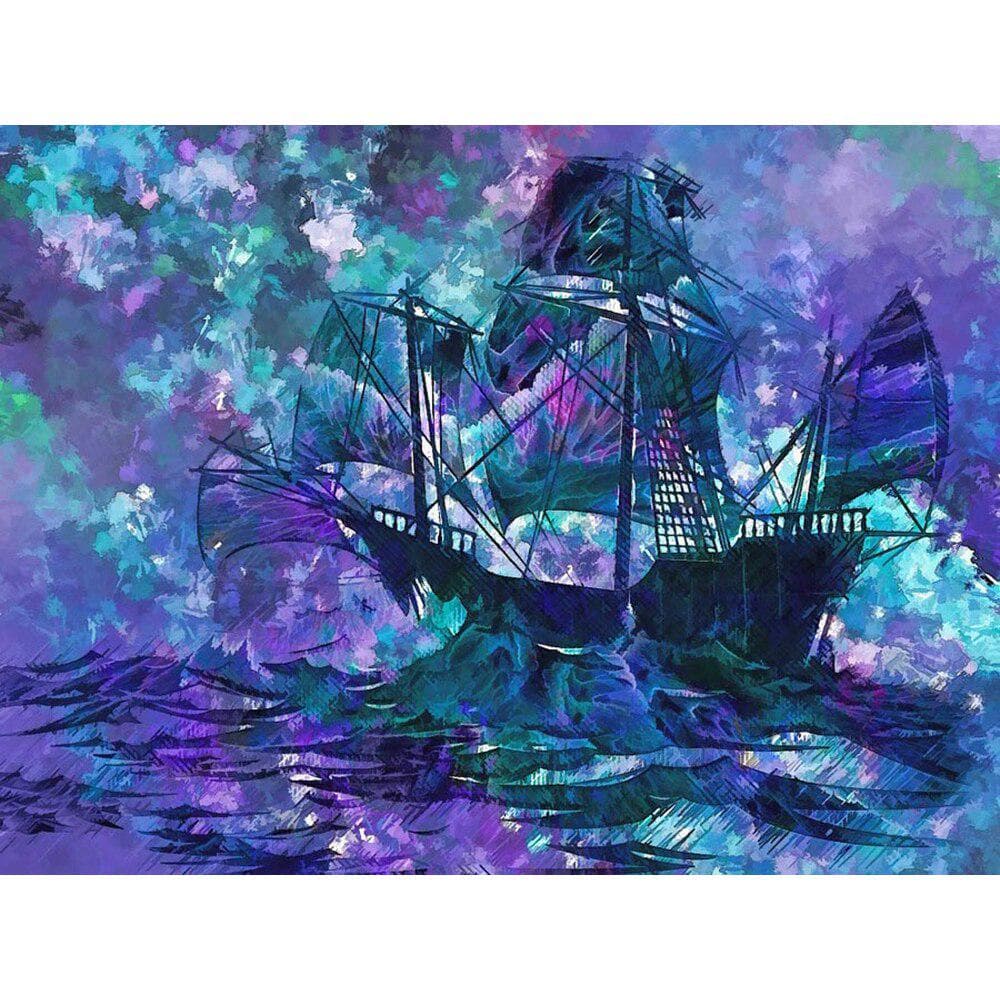 Diamond Painting Sea Sailboat Scenery Rhinestones Painting Diamond Embroidery Landscape Wallpaper 20X30CM