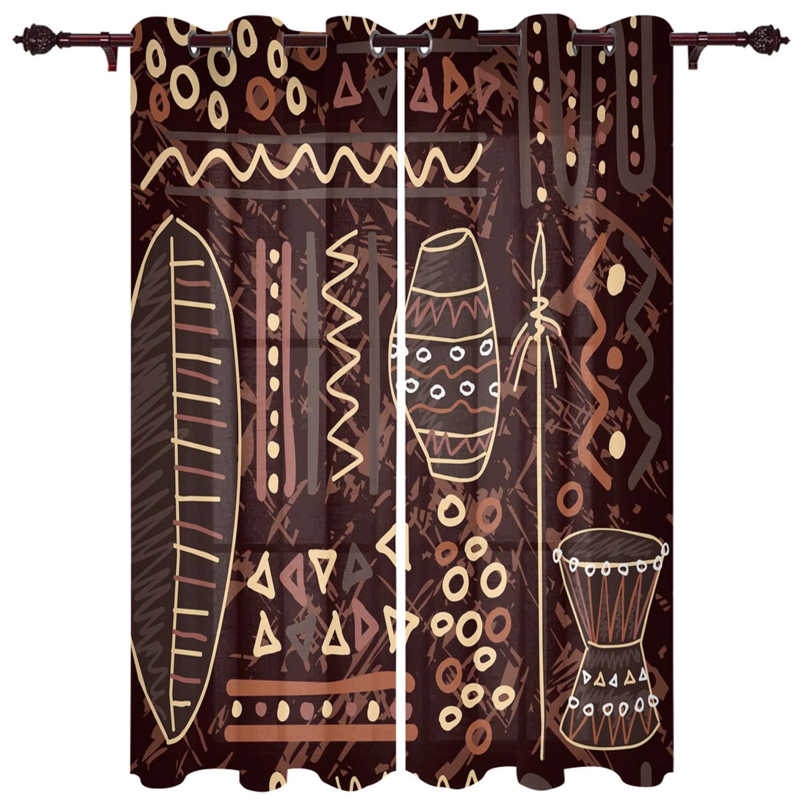 Modern Window Curtains African Style Luxury Fashion Curtains for Living Room Bedroom Kitchen Drapes 135W x 135H(cm) x2